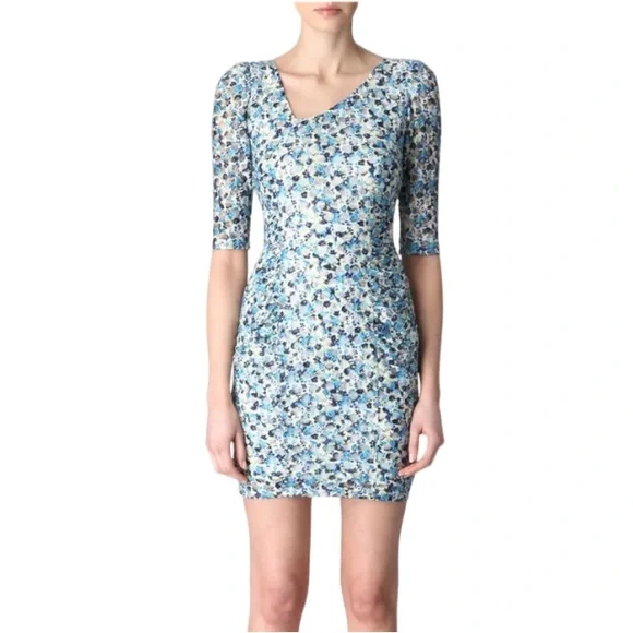 Reiss Rachel Floral Print Bodycon Dress Sz 2 - Picture 2 of 16